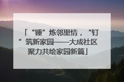 “锤”炼邻里情，“钉”筑新家园——大成社区聚力共绘家园新篇
