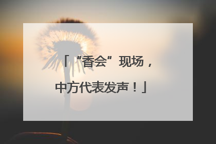 “香会”现场，中方代表发声！