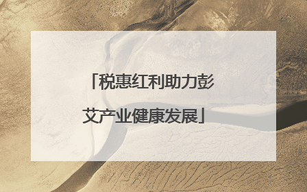 税惠红利助力彭艾产业健康发展