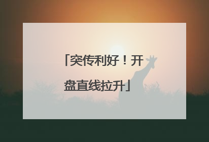 突传利好！开盘直线拉升