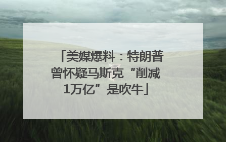 美媒爆料：特朗普曾怀疑马斯克“削减1万亿”是吹牛