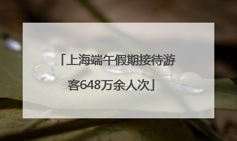 上海端午假期接待游客648万余人次
