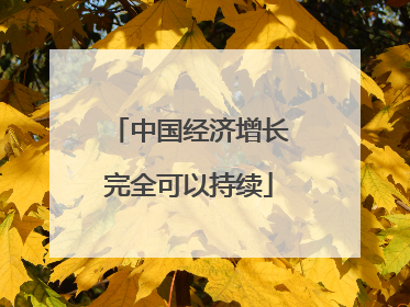 中国经济增长完全可以持续