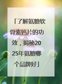 了解氨糖软骨素钙片的功效，揭秘2025年氨糖哪个品牌好