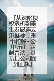从深陷侵权危机到重生发展连云港赣榆：刑事和解+公开听证+定制普法，让玩具公司回到正轨