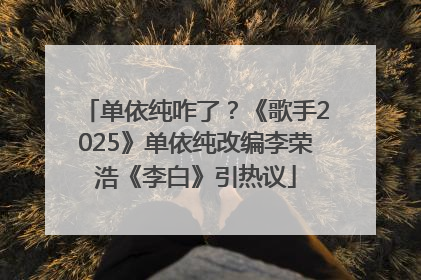单依纯咋了？《歌手2025》单依纯改编李荣浩《李白》引热议
