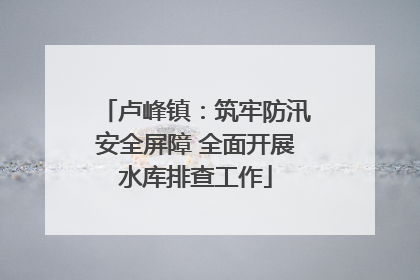 卢峰镇：筑牢防汛安全屏障 全面开展水库排查工作