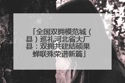 全国双拥模范城（县）巡礼河北省大厂县：双拥共建结硕果 蝉联殊荣谱新篇