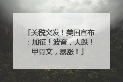 关税突发！美国宣布：加征！波音，大跌！甲骨文，暴涨！