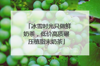 冰雪时光只做鲜奶茶，低价高质碾压植脂末奶茶