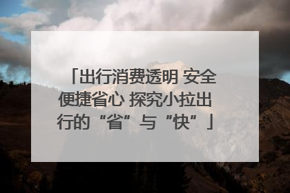出行消费透明 安全便捷省心 探究小拉出行的“省”与“快”