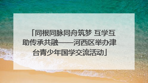 同根同脉同舟筑梦 互学互助传承共融——河西区举办津台青少年国学交流活动