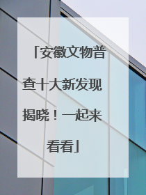 安徽文物普查十大新发现揭晓！一起来看看