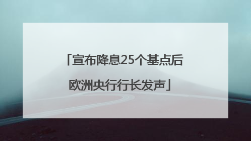 宣布降息25个基点后 欧洲央行行长发声