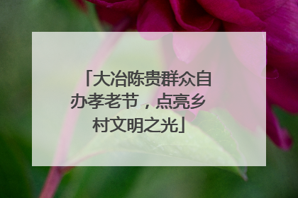 大冶陈贵群众自办孝老节，点亮乡村文明之光