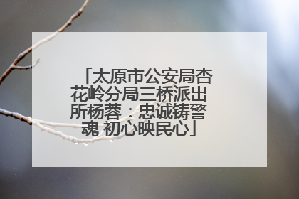 太原市公安局杏花岭分局三桥派出所杨蓉：忠诚铸警魂 初心映民心
