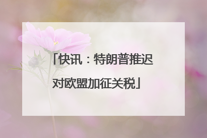 快讯：特朗普推迟对欧盟加征关税