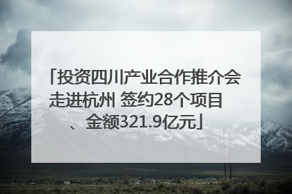 投资四川产业合作推介会走进杭州 签约28个项目、金额321.9亿元
