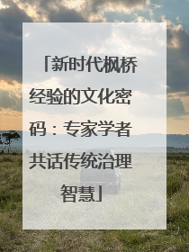 新时代枫桥经验的文化密码：专家学者共话传统治理智慧