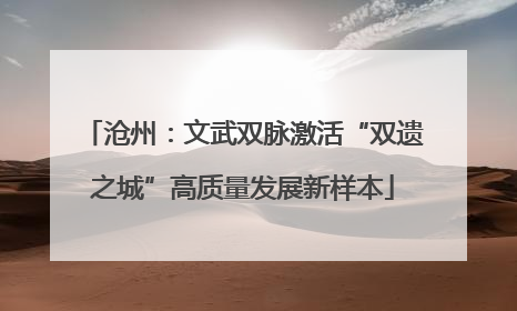 沧州：文武双脉激活“双遗之城”高质量发展新样本