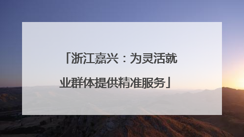浙江嘉兴：为灵活就业群体提供精准服务