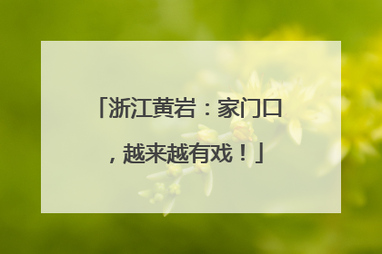 浙江黄岩：家门口，越来越有戏！