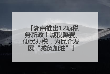 湖南推出12项税务新政！减税降费、便民办税，为民企发展“减负加油”