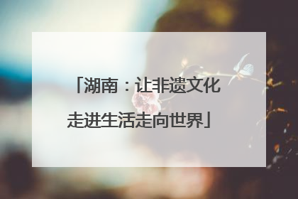 湖南：让非遗文化走进生活走向世界