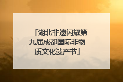 湖北非遗闪耀第九届成都国际非物质文化遗产节