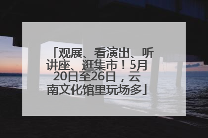 观展、看演出、听讲座、逛集市！5月20日至26日，云南文化馆里玩场多