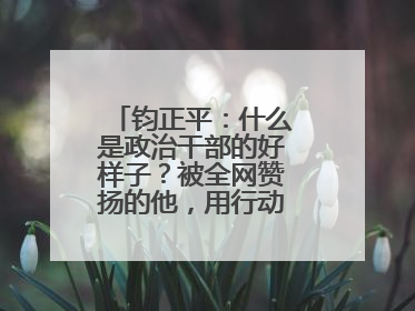 钧正平：什么是政治干部的好样子？被全网赞扬的他，用行动作出了回答