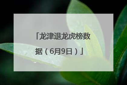 龙津退龙虎榜数据（6月9日）